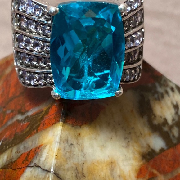 Blue zircon & Tanzanite ring